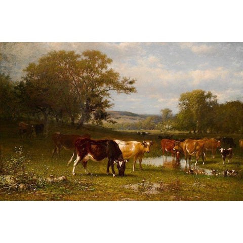 From Shifting Shade 1887 White Modern Wood Framed Art Print by Hart, James M.