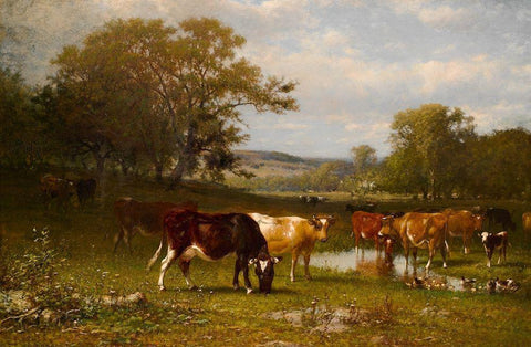 From Shifting Shade 1887 Black Ornate Wood Framed Art Print with Double Matting by Hart, James M.