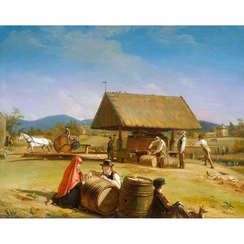 Cider Making 1841 Black Modern Wood Framed Art Print by Mount, William Sidney