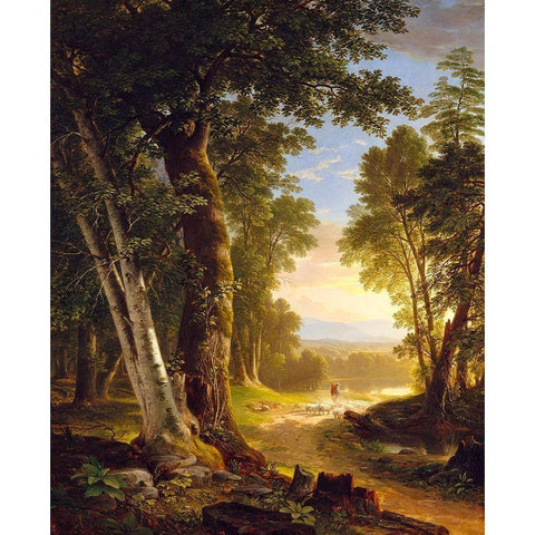 The Beeches 1845 White Modern Wood Framed Art Print by Durand, Asher Brown