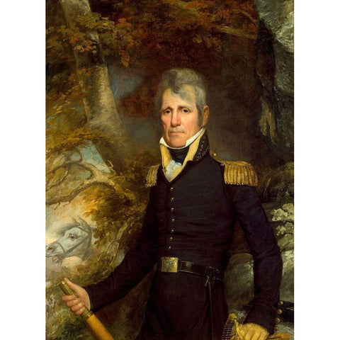 General Andrew Jackson 1819 Gold Ornate Wood Framed Art Print with Double Matting by Jarvis, John Wesley