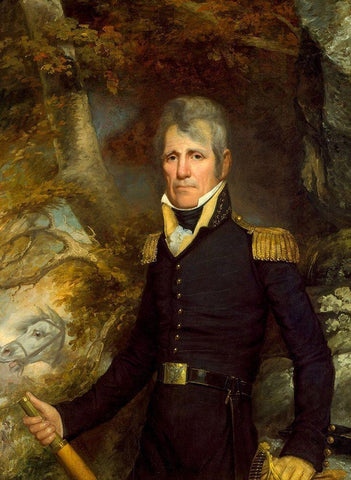 General Andrew Jackson 1819 Black Ornate Wood Framed Art Print with Double Matting by Jarvis, John Wesley