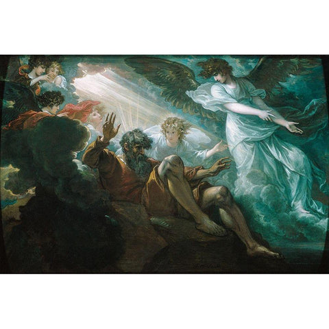 Moses Shown the Promised Land 1801 Black Modern Wood Framed Art Print with Double Matting by West, BenjaminÂ 