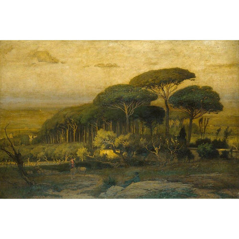 Pine Grove of the Barberini Villa 1876 White Modern Wood Framed Art Print by Inness, GeorgeÂ 