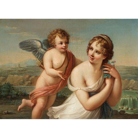 The Temptation of Eros Black Modern Wood Framed Art Print with Double Matting by Kauffmann, Angelica