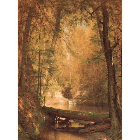 The Trout Pool 1870 White Modern Wood Framed Art Print by Whittredge, Worthington