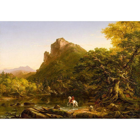 The Mountain Ford 1846 White Modern Wood Framed Art Print by Cole, Thomas