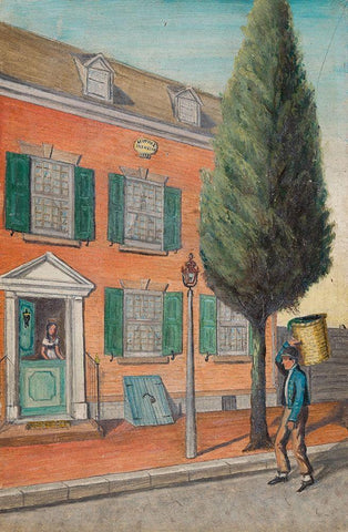 Tea Rusk and Brick House 1870 Black Ornate Wood Framed Art Print with Double Matting by Chappel, William P.