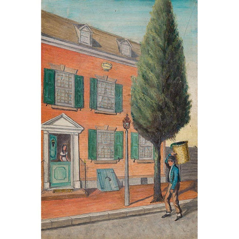 Tea Rusk and Brick House 1870 Black Modern Wood Framed Art Print with Double Matting by Chappel, William P.