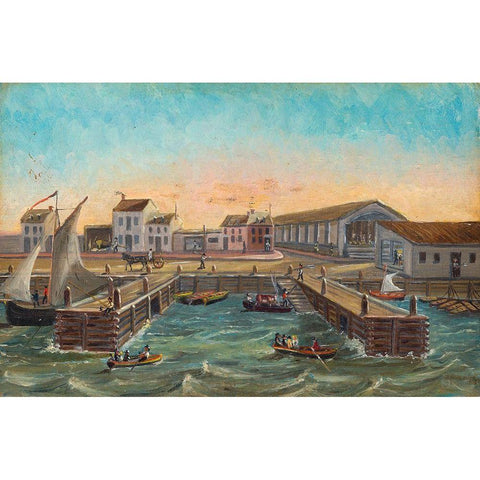 Old Ferry Stairs 1870 White Modern Wood Framed Art Print by Chappel, William P.