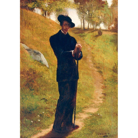 Portrait of the Painter 1859 Black Modern Wood Framed Art Print by La Farge, John