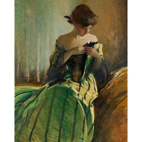 Study in Black and Green Black Modern Wood Framed Art Print by Alexander, John White