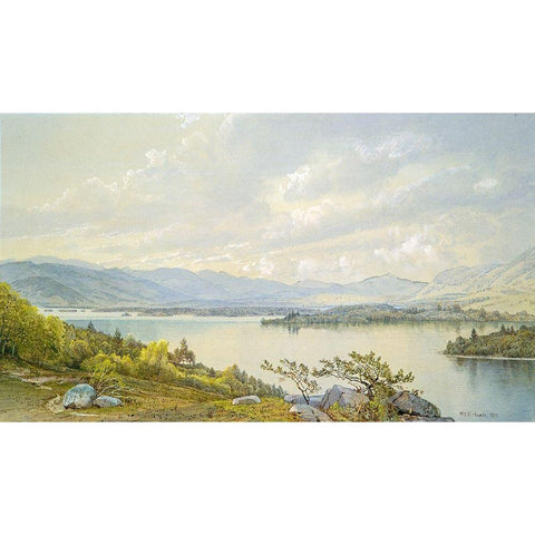 Lake Squam and the Sandwich Mountains 1872 Black Modern Wood Framed Art Print with Double Matting by Richards, William Trost