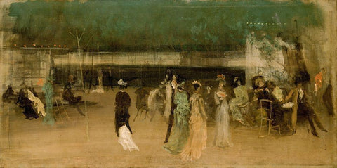 Cremorne Gardens, No. 2 Black Ornate Wood Framed Art Print with Double Matting by Whistler, James McNeill