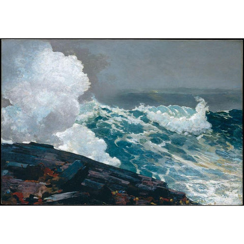 Northeaster Black Modern Wood Framed Art Print with Double Matting by Homer, Winslow