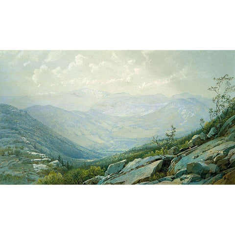 The Mount Washington Range, from Mount Kearsarge 1872 Gold Ornate Wood Framed Art Print with Double Matting by Richards, William Trost