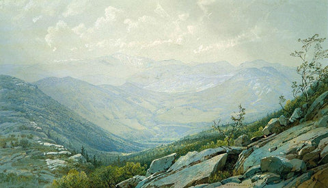 The Mount Washington Range, from Mount Kearsarge 1872 White Modern Wood Framed Art Print with Double Matting by Richards, William Trost
