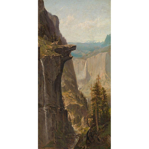 Yosemite Falls, from Glacier Point 1879 Black Modern Wood Framed Art Print by Keith, William