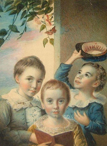 Portrait of Three Boys White Modern Wood Framed Art Print with Double Matting by Badger, Thomas