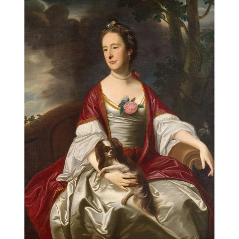 Mrs. Jerathmael Bowers Gold Ornate Wood Framed Art Print with Double Matting by Copley,Â John Singleton