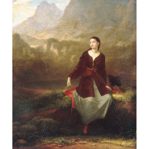 The Spanish Girl in Reverie Black Modern Wood Framed Art Print by Allston, Washington