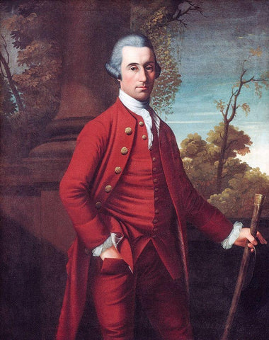 Portrait of a Gentleman Black Ornate Wood Framed Art Print with Double Matting by Benbridge, Henry