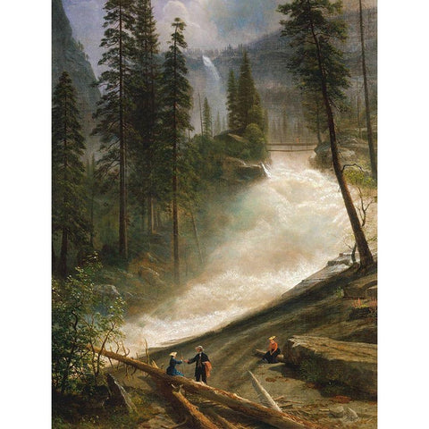 Nevada Falls, Yosemite White Modern Wood Framed Art Print by Bierstadt, Albert