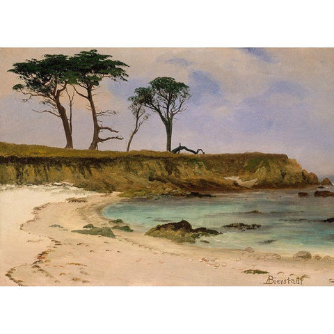 Sea Cove Gold Ornate Wood Framed Art Print with Double Matting by Bierstadt, Albert