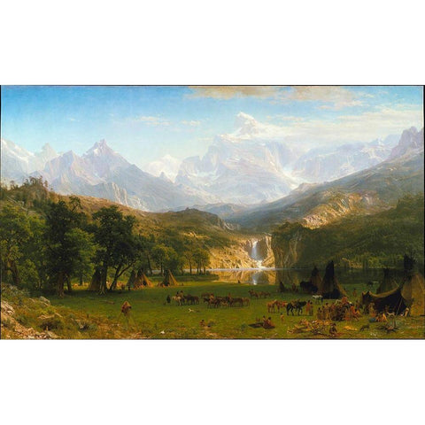 The Rocky Mountains, Landers Peak Gold Ornate Wood Framed Art Print with Double Matting by Bierstadt, Albert