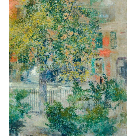 View from the Artists Window, Grove Street White Modern Wood Framed Art Print by Blum, Robert Frederick