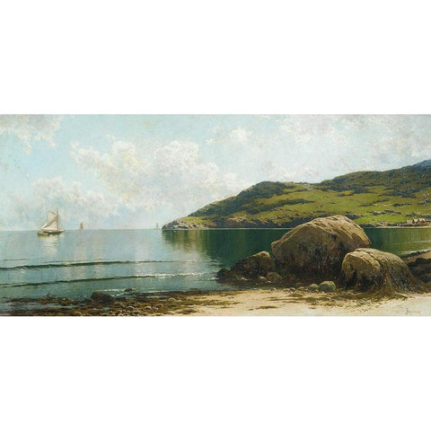 Marine Landscape Gold Ornate Wood Framed Art Print with Double Matting by Bricher, Alfred Thompson