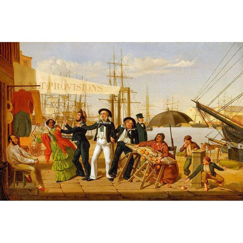 After a Long Cruise 1857 Black Modern Wood Framed Art Print with Double Matting by Carlin, John