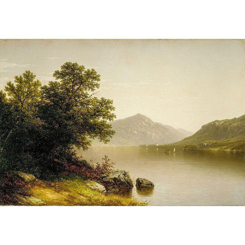 Lake George Black Modern Wood Framed Art Print with Double Matting by Casilear, John William