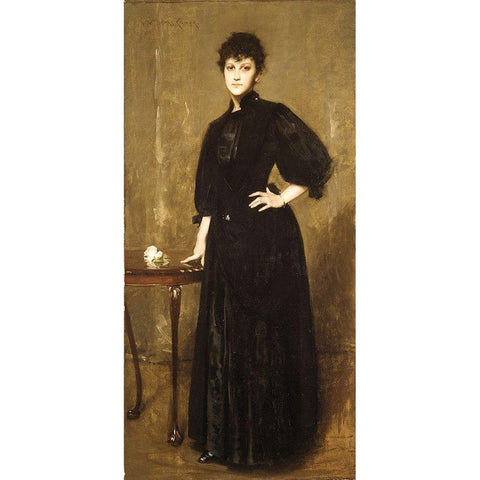 Lady in Black White Modern Wood Framed Art Print by Chase, William Merritt