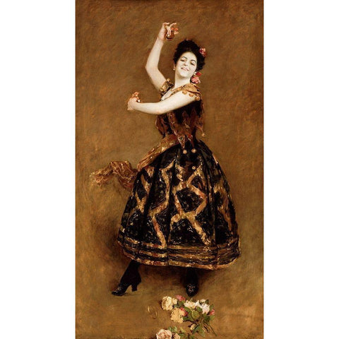 Carmencita Gold Ornate Wood Framed Art Print with Double Matting by Chase, William Merritt