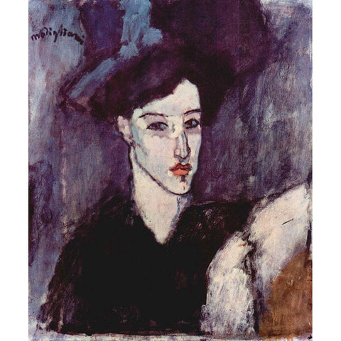 Seated figure White Modern Wood Framed Art Print by Modigliani, Amedeo