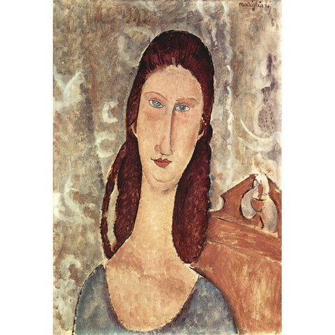 Lady in chair Gold Ornate Wood Framed Art Print with Double Matting by Modigliani, Amedeo