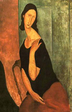 Jeanne 4 Black Ornate Wood Framed Art Print with Double Matting by Modigliani, Amedeo