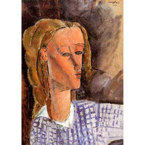 Portrait of Beatrice Hastings, 1916 Black Modern Wood Framed Art Print with Double Matting by Modigliani, Amedeo