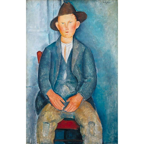 The Little Peasant, 1918 Black Modern Wood Framed Art Print with Double Matting by Modigliani, Amedeo