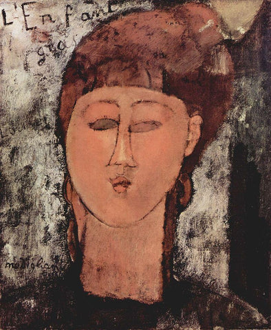 Head of a woman White Modern Wood Framed Art Print with Double Matting by Modigliani, Amedeo