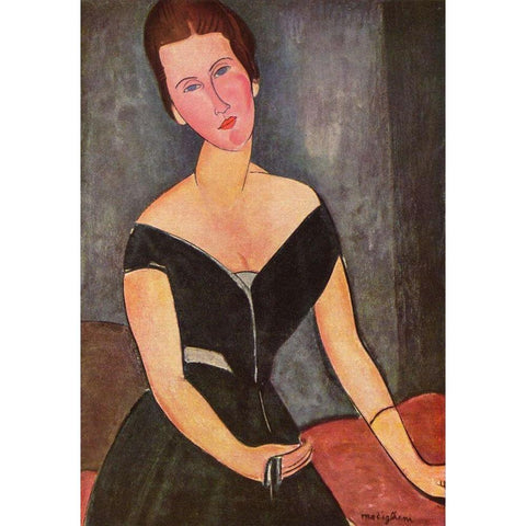 Portrait of Mrs. van Muyden White Modern Wood Framed Art Print by Modigliani, Amedeo