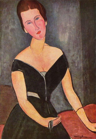 Portrait of Mrs. van Muyden White Modern Wood Framed Art Print with Double Matting by Modigliani, Amedeo