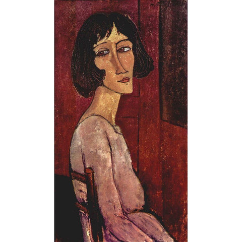 Marguerite Gold Ornate Wood Framed Art Print with Double Matting by Modigliani, Amedeo