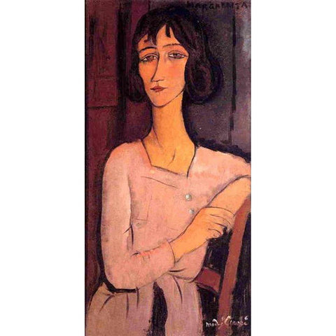 Marguerite-Seated, 1916 Black Modern Wood Framed Art Print with Double Matting by Modigliani, Amedeo