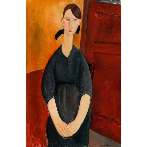 Portrait of Paulette Jourdain, 1919 Gold Ornate Wood Framed Art Print with Double Matting by Modigliani, Amedeo