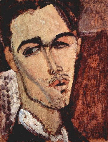 Portrait of Celso Lagar Black Ornate Wood Framed Art Print with Double Matting by Modigliani, Amedeo