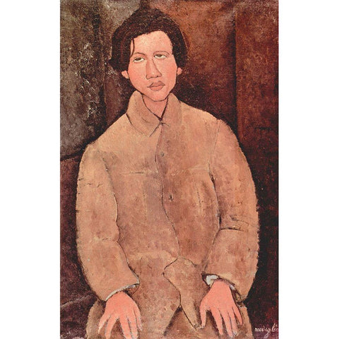 Chaim Soutine, 1916 White Modern Wood Framed Art Print by Modigliani, Amedeo