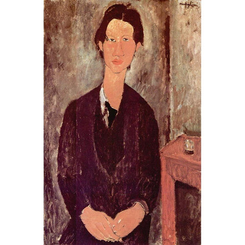 Portrait of Chaim Soutine Gold Ornate Wood Framed Art Print with Double Matting by Modigliani, Amedeo