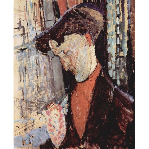 Portrait of Frank Burty Haviland Black Modern Wood Framed Art Print with Double Matting by Modigliani, Amedeo